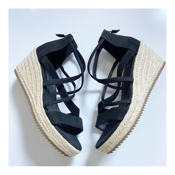 Eileen Fisher Wanda Tumbled Nubuck Espadrille Wedge Sandals size 8.5 - Picture 5 of 9